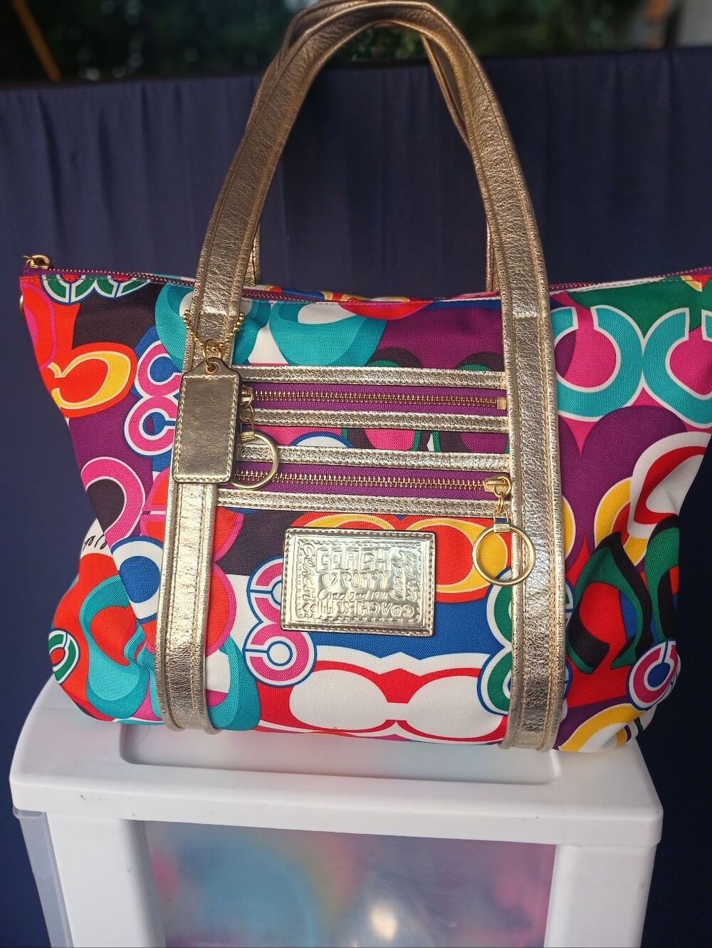 COACH POPPY POP C GLAM TOTE - STYLE 13839 In MULTICOLOR / GOLD